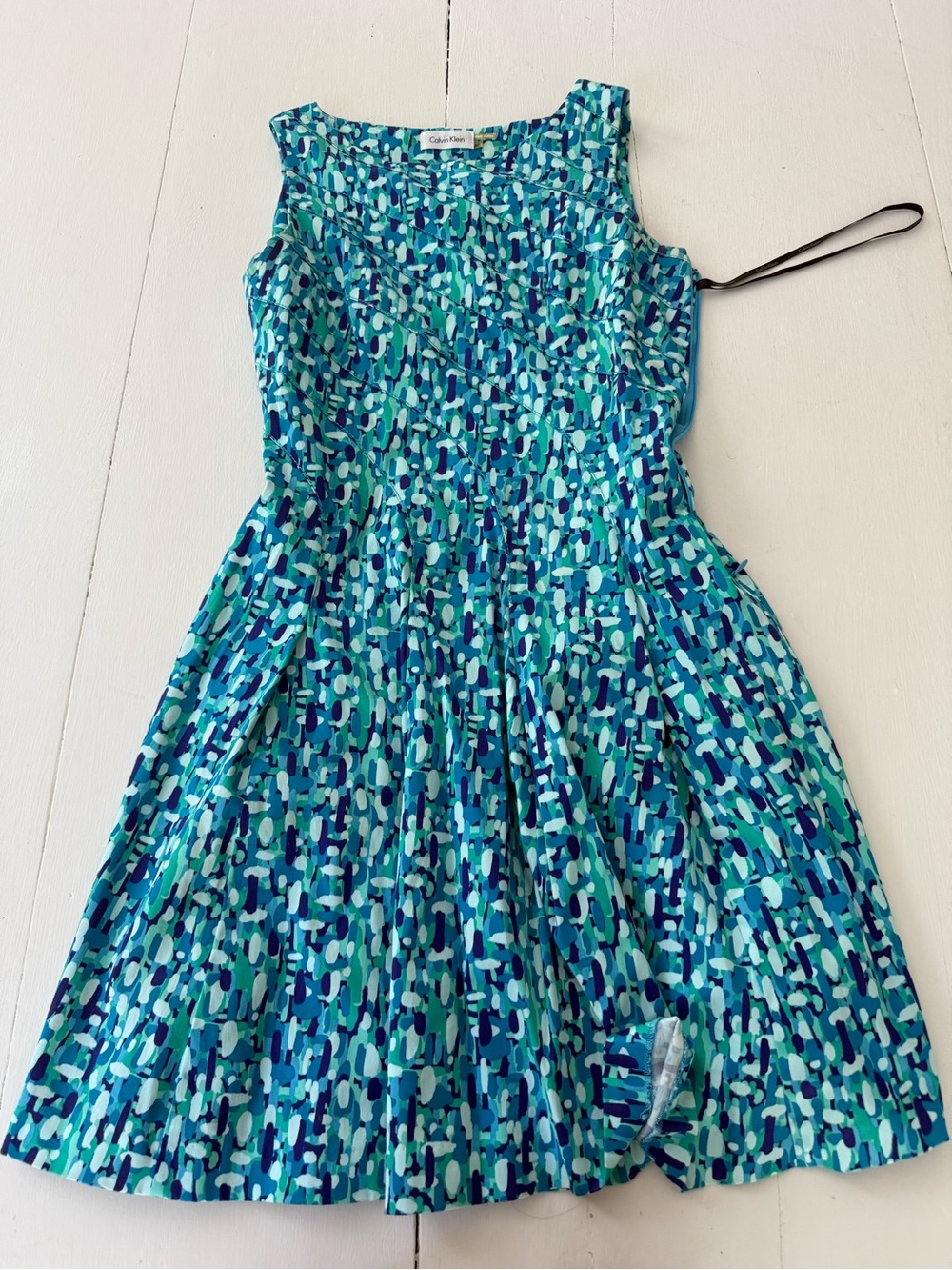 Calvin Klein Teal & Blue Printed Midi Dress